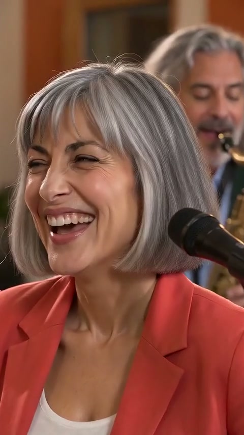 The portrait character performing with the generated desk band